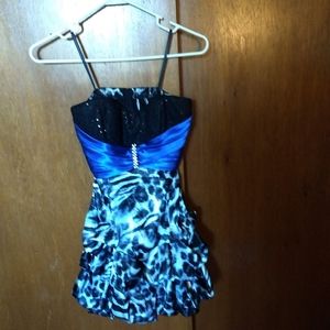 Strapless animal print Homecoming dress